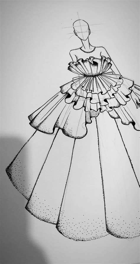 A Black And White Drawing Of A Dress