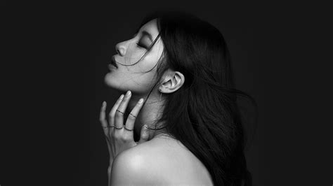 Black background wallpaper for girls. hi44-suji-dark-bw-kpop-girl-wallpaper