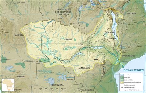 Map of the zambezi river basin (highlighted) within southern african context. Zambezi River Basin Map - Zambia • mappery