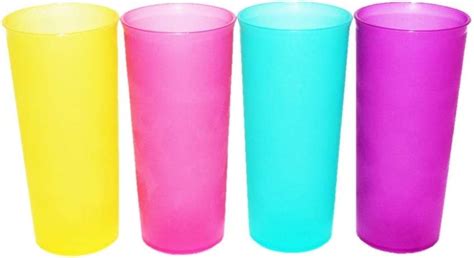 tupperware set of 4 tumblers vintage 12 ounce cups purple green pink yellow