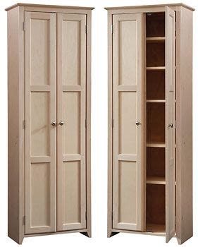 The most common kitchen pantry cabinet material is wood. painted white - brass pulls / Maple Shaker Pantry Cabinet ...