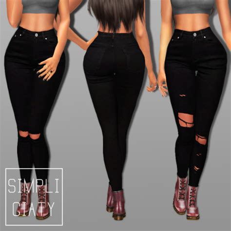 Simpliciaty Skinny Ripped Black Jeans Sims 4 Clothing Sims 4 Mods