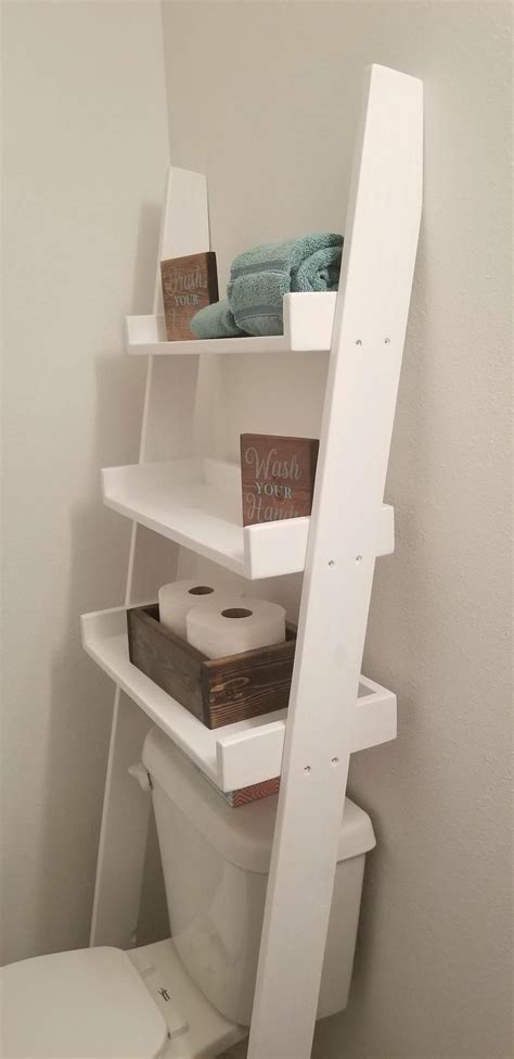 Over The Toilet Ladder Shelf White Over The Toilet Storage Etsy
