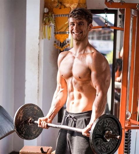 Cute Young Shirtless Muscle College Dude Smiling Lifting Weights Gym