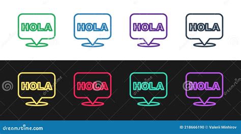 Set Line Hola Icon Isolated On Black And White Background Vector Stock