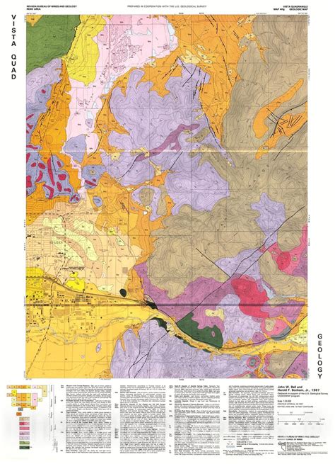 Map Vista Quadrangle Geologic Map 1987 Cartography Wall Art Map