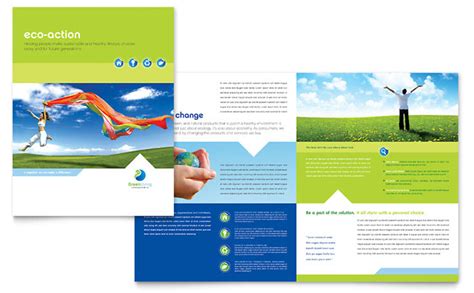 Uprinting offers free hat you can use for flat and folded brochures. Green Living & Recycling Brochure Template Design