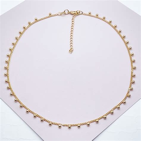 18k Gold Filled Little Dots Choker Hanged In Curb Chain Etsy