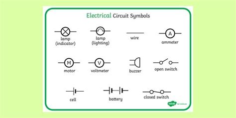 Electricity Circuit Symbols Word Mat Words Free Teaching