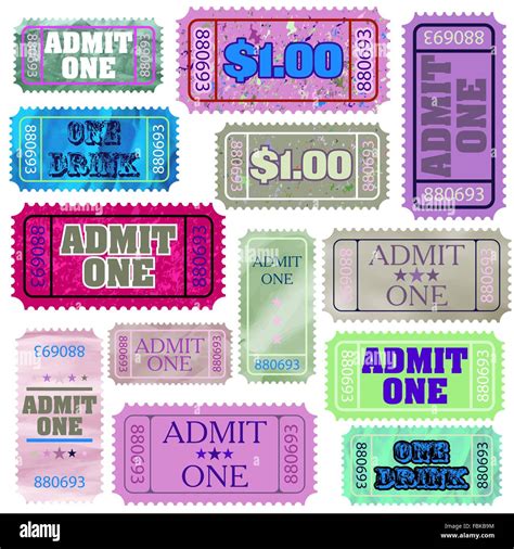Set Of Ticket Admit One Eps 8 Stock Vector Image And Art Alamy
