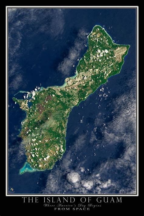 The Island Of Guam Satellite Poster Map Map Poster Island Guam