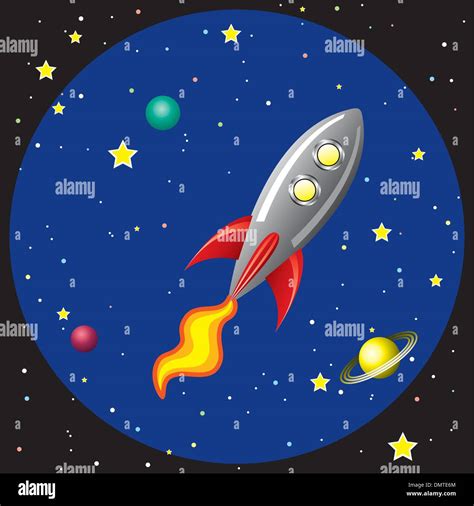 Vector Rocket Ship In Space Stock Vector Image And Art Alamy