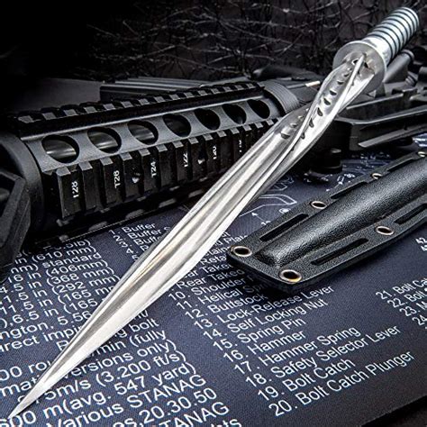 K Exclusive Grey Titanium Spiral Dagger With Sheath Stainless Steel