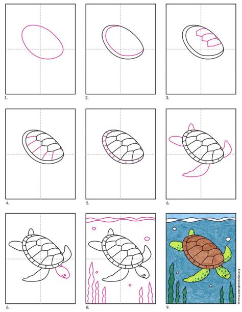 How To Draw Sea Turtle For Kids