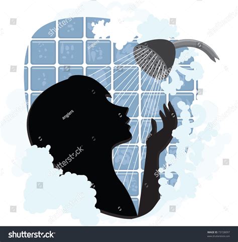 Woman Silhouette Taking A Shower Stock Vector Illustration 73728097