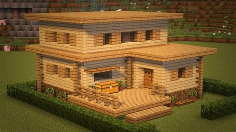How To Build Beautiful Starter House With 2 Floors In Minecraft Youtube