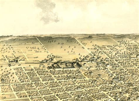 Fort Wayne, Indiana in 1868 - Bird's Eye View Map, Aerial Map, Panorama