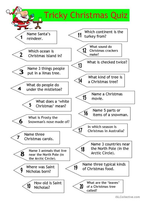 Quiz Tricky Christmas Quiz English Esl Worksheets Pdf And Doc