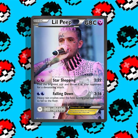 Lil Peep Custom Holo Pokemon Card Emo Rapper Holographic Card Etsy