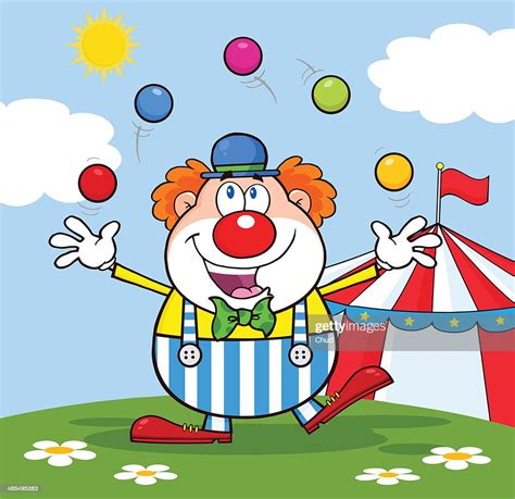 Funny Clown Juggling Balls With Background High Res Vector Graphic