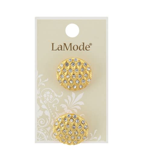 La Mode 2 Pk 22 Mm Gold Shank Buttons With Clear Rhinestones Joann