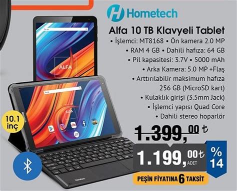 Hometech Alfa 10 Tb 64 Gb Klavyeli Tablet İndirimde Market