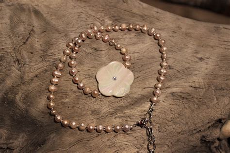 Freshwater Pearl Necklace Peaches And Cream By Fourelementsbynadia On