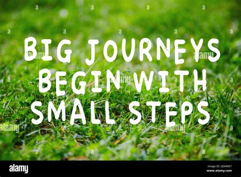 Inspirational Quote Big Journeys Begin With Small Steps On Green Grass