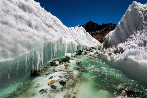 Himalayas India Glacial Melt Water Carving The Ice 3000x2000 Photo