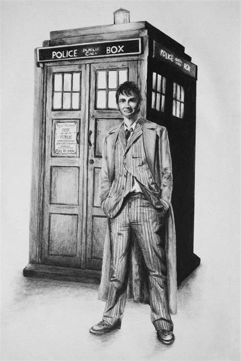 Tardis Drawing10th Doctor With The Tardis By K By Bgeary787 On Deviantart