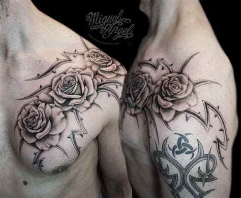 Freehandcustom Roses And Thorns Tattoo Miguel Angel Custo Flickr