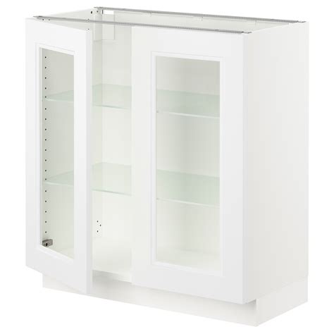 Sektion Base Cabinet With 2 Glass Doors Whiteaxstad Matt White