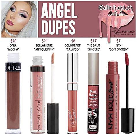 Kkw x kylie cosmetics crème liquid lipstick in kimme (far right). Kylie Jenner lip kit dupes for Angel | Makeup dupes ...
