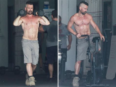 colin farrell s shirtless workout in dad shorts