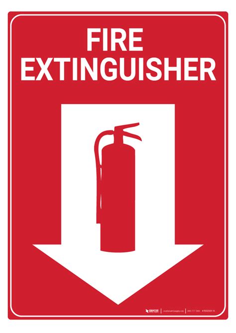 Fire Extinguisher Arrow Down Rack Mounted Sign Creative Safety Supply