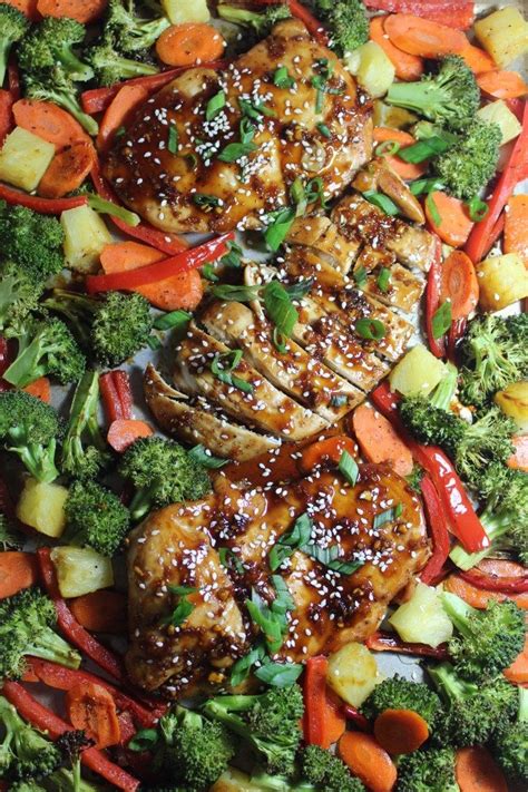 Place the chicken tenders on a lined baking sheet and place the vegetables around them. Sheet Pan Sesame Chicken Teriyaki | Sheet pan dinners ...