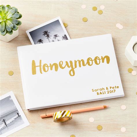 Personalised Gold Foil Honeymoon Photo Album Journal By Tillie Mint
