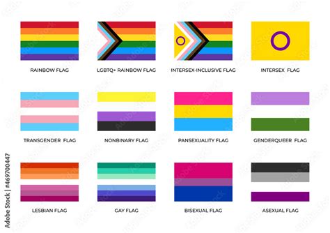 Lgbtq Pride Flags Lgbt Community Sexual Identity Векторный объект