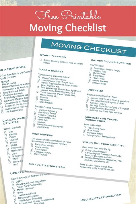 How To Plan A Big Move Free Printable Moving Checklist