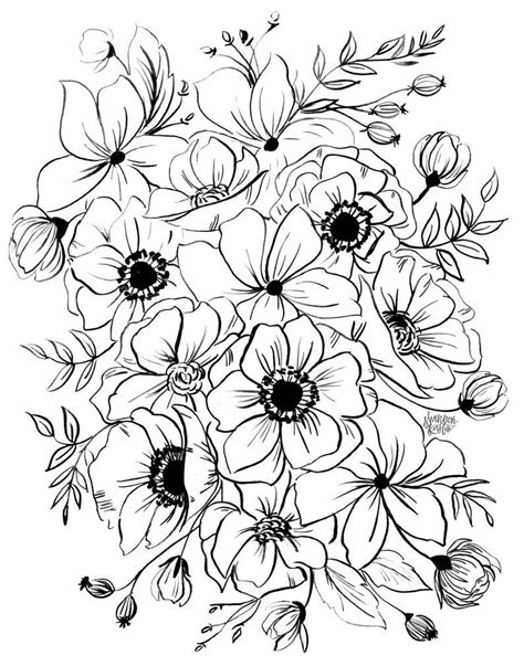 Black And White Floral Art Print 8 X 10 Etsy Floral Prints Art