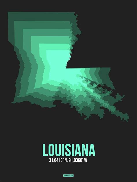 Map Of Louisiana Digital Art By Naxart Studio Fine Art America