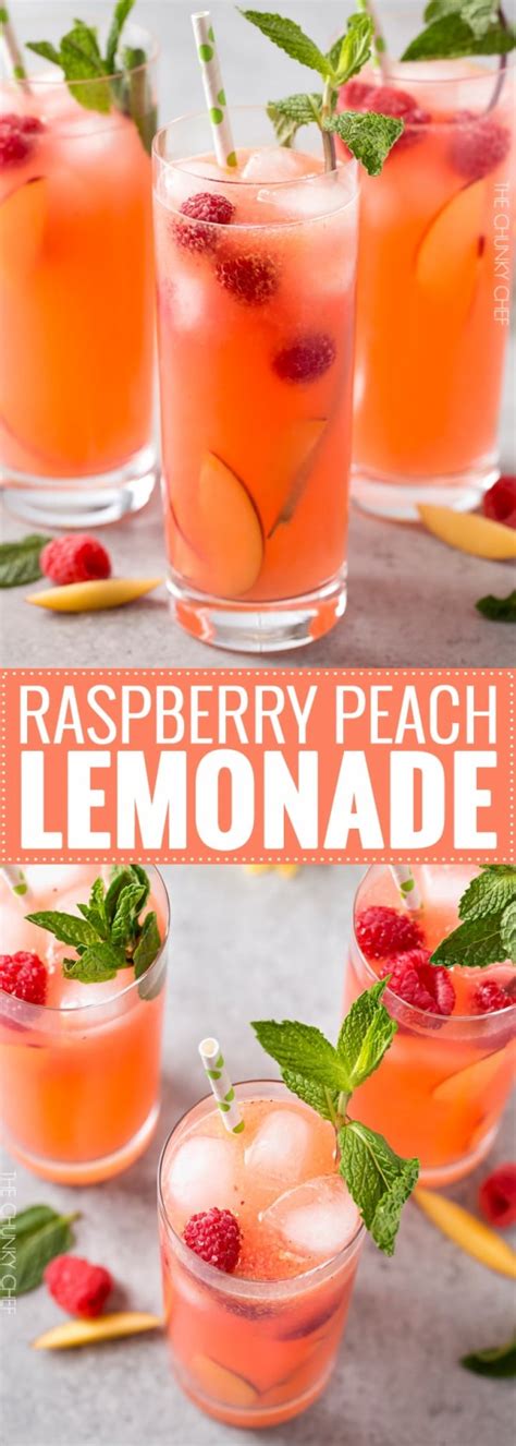 Homemade Raspberry Peach Lemonade The Chunky Chef
