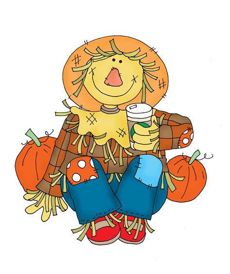 Scarecrow and His Pumpkin Spice Latte | Digi stamps, Scarecrow, Make a scarecrow