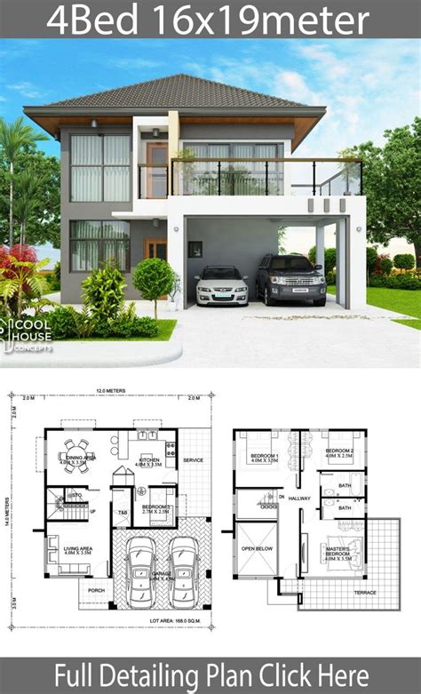 Home Design Plan 16x19m With 4 Bedrooms Home Design With Plan