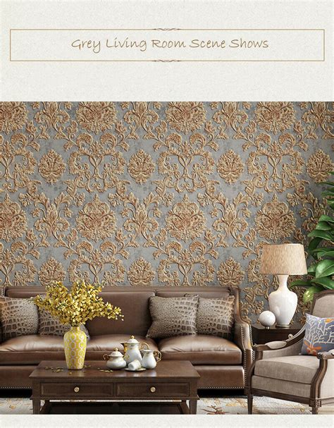 10m Vintage Luxury Gold Damask Wallpaper Deep Embossed Textured Non