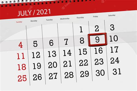 Planificador De Calendario Para El Mes De Julio De 2021 Fecha Límite