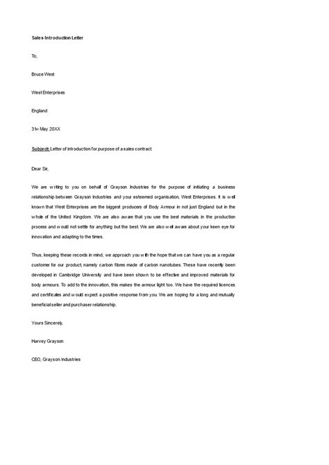 There are different startup company introduction letters and business introduction letter templates available online. Sales Introduction Letter - How to create a Sales ...