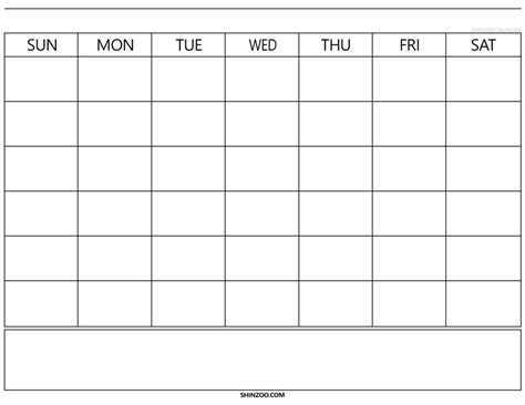 Printable Blank Calendar Template With Notes Example Calendar Printable