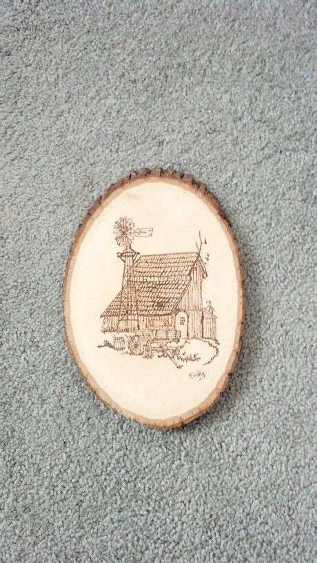 Small Wood Burning I Did Of A Barn And Windmill I Did Pyrography