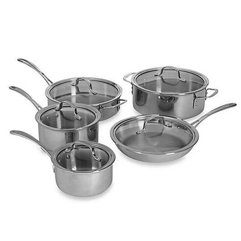 cookware calphalon stainless steel ply tri beyond bath bed pots pans bedbathandbeyond organizer cabinet pot piece lid open values holiday